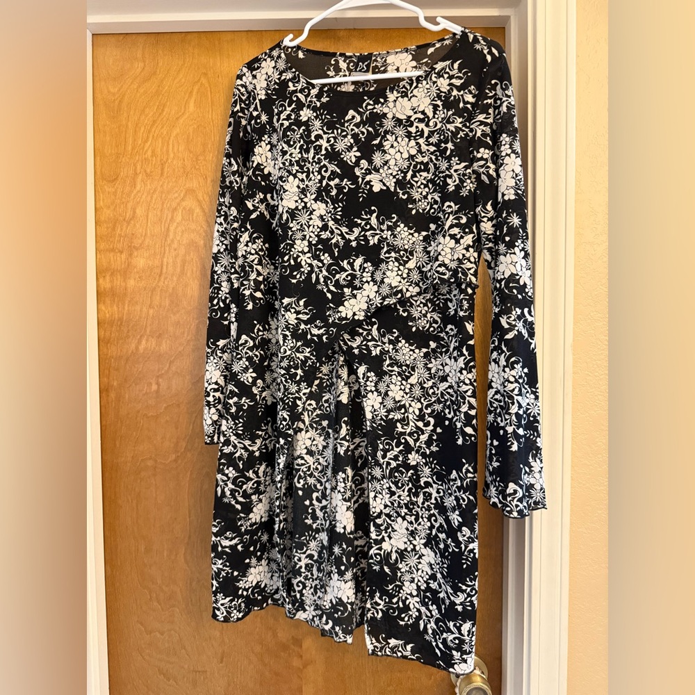 Elegant Black and White Floral Hi Lo Top
